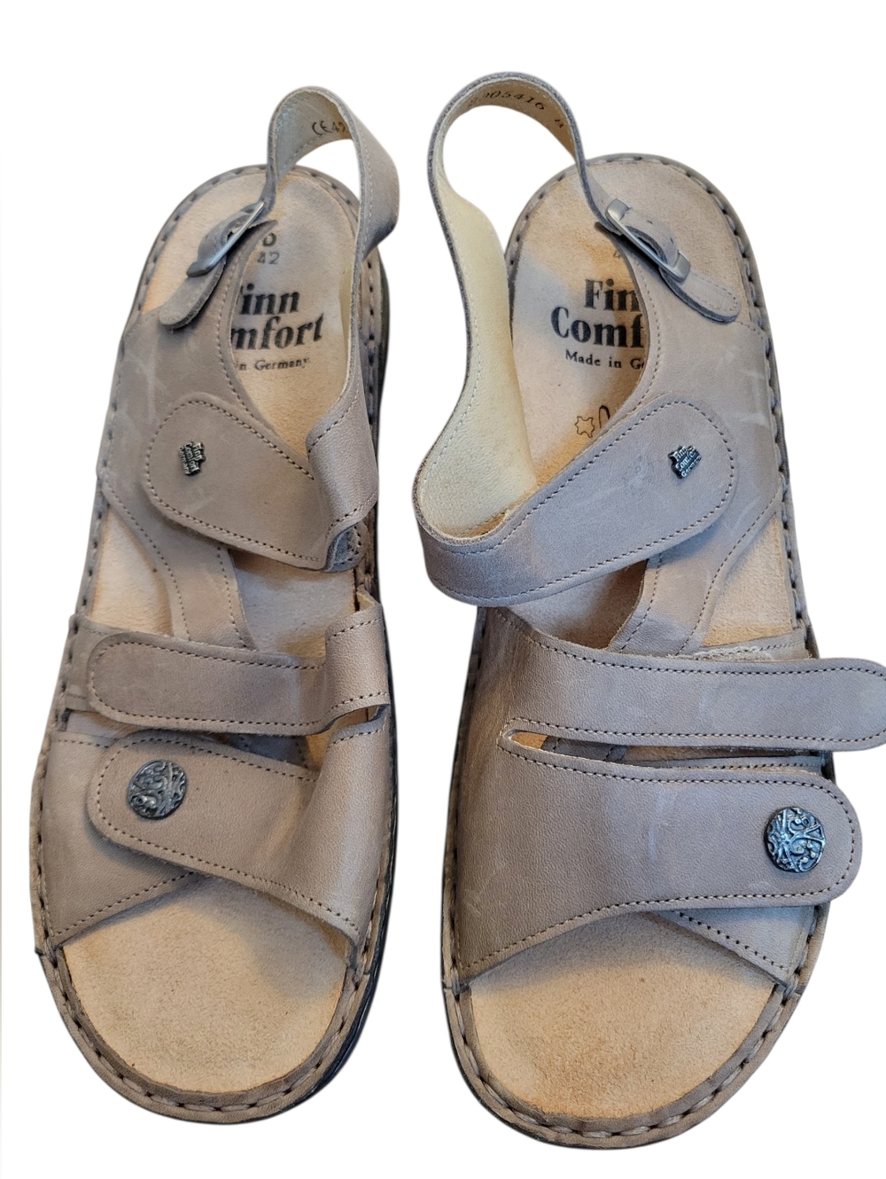 Finn Comfort Women's Neutral Taupe Leather Slingback Sandals